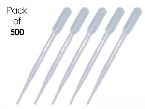 Plastic Transfer Pipettes, 7mL Capacity-Graduated to 3mL- Large Bulb, Sterile, 500 per Case, Individually Wrapped