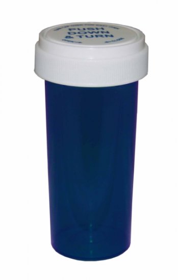 Pharmacy Vials with Reversible Cap, BLUE 08 Dram Dual Purpose, Caps Included [QTY. 410] - Click Image to Close