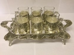 6 Piece Tea Cup Set with Tray