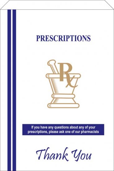 Pharmacy Prescription Bags White 6" X 3.6" X 11" (6 LBS) 1,000 per Case [With Print] - Click Image to Close