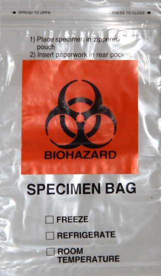 Specimen Bag 6"x9" (1,000 per Case) Biohazard Bag with Extra Pocket - Click Image to Close