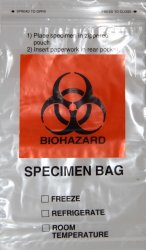 Specimen Bag 6"x9" (1,000 per Case) Biohazard Bag with Extra Pocket