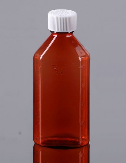 Pharmacy Oval Bottle AMBER 04 oz with CR Caps Included [QTY. 100] - Click Image to Close