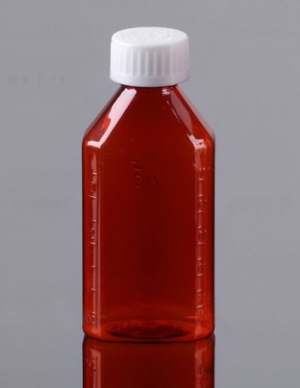 Pharmacy Oval Bottle AMBER 03 oz with CR Caps Included [QTY. 100] - Click Image to Close