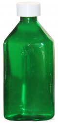 Pharmacy Oval Bottle GREEN 08 oz with CR Caps Included [QTY. 50]