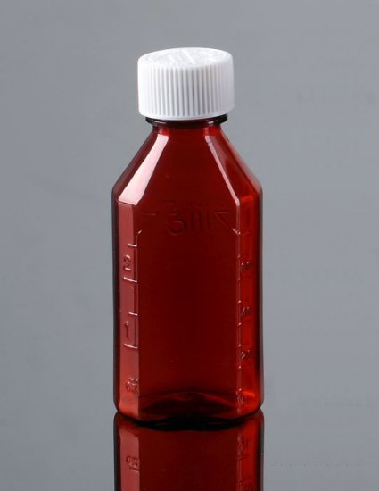 Pharmacy Oval Bottle AMBER 01 oz with CR Caps Included [QTY. 100] - Click Image to Close