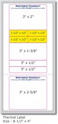 Pharmacy Label Thermal, Size: 3 7/8" x 8 1/4" (each case contains 5,500 labels) Stock