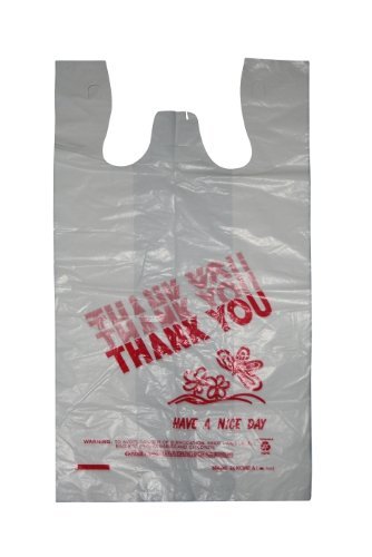 Plastic Bag White 12" x 7" x 22" (Large) 400 per Case [Thank You Print] - Click Image to Close
