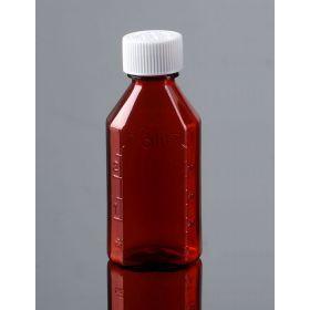 Pharmacy Oval Bottle AMBER 02 oz with CR Caps Included [QTY. 100]