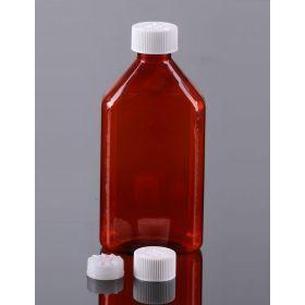 Pharmacy Oval Bottle AMBER 12 oz with CR Caps Included [QTY. 50]