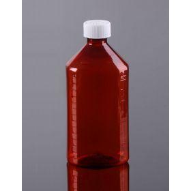 Pharmacy Oval Bottle AMBER 16 oz with CR Caps Included [QTY. 25]