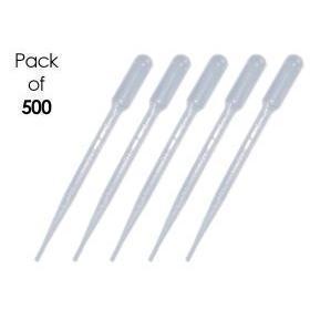 Plastic Transfer Pipettes, 7mL Capacity-Graduated to 3mL- Large Bulb, Sterile, 500 per Case, Individually Wrapped