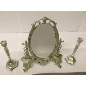 Fancy Vanity Mirror with 2 Single CandleSticks