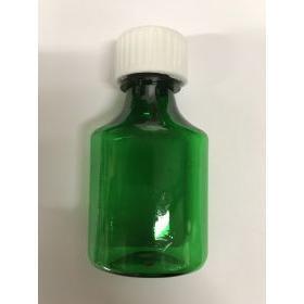 Pharmacy Oval Bottle GREEN 01 oz with CR Caps Included [QTY. 100]
