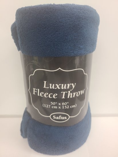 Blue Luxury Fleece Throw (50" x 60") - Click Image to Close