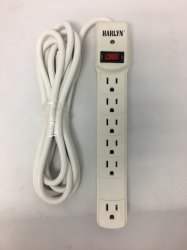 Harlyn Power Strip Surge Protector - 6 Outlets - 10 ft cord - 15A - 125V - 1875W - 600 Joules