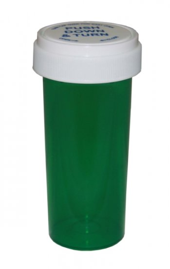 Pharmacy Vials with Reversible Cap, GREEN 40 Dram Dual Purpose, Caps Included [QTY. 130] - Click Image to Close