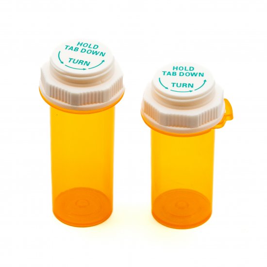 Pharmacy Vials with Touch-Down Cap, AMBER 30 Dram Dual Purpose, Caps Included [Qty. 126] - Click Image to Close