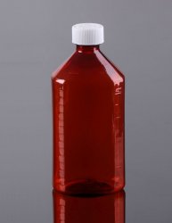 Pharmacy Oval Bottle AMBER 16 oz with CR Caps Included [QTY. 25]