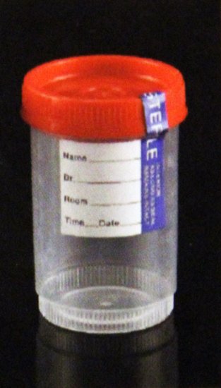 Specimen Containers, with ID Label, 4 oz/120mL, Sterile, Cap Color: Red (QTY. 80 per Case) - Click Image to Close