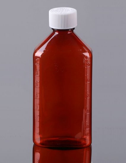 Pharmacy Oval Bottle AMBER 08 oz with CR Caps Included [QTY. 50] - Click Image to Close