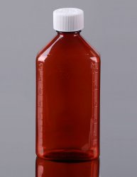 Pharmacy Oval Bottle AMBER 08 oz with CR Caps Included [QTY. 50]