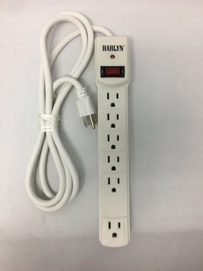 Harlyn Power Strip Surge Protector - 6 Outlets - 6 ft cord - 15A - 125V - 1875W - 600 Joule - Click Image to Close