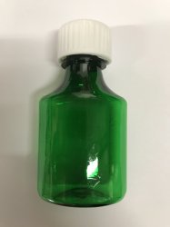 Pharmacy Oval Bottle GREEN 01 oz with CR Caps Included [QTY. 100]
