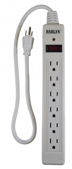 Harlyn Power Strip Surge Protector - 6 Outlets - 2 ft cord - 15A - 125V - 1875W - 600 Joules - Click Image to Close