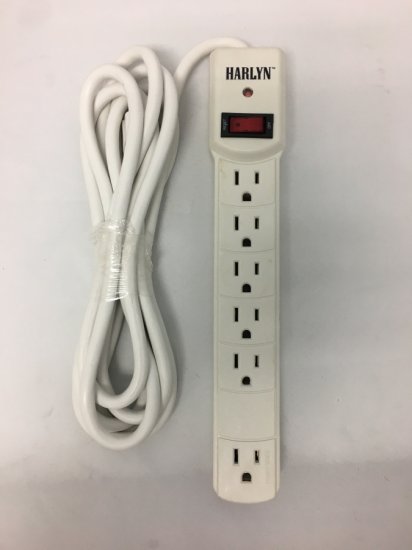 Harlyn Power Strip Surge Protector - 6 Outlets - 10 ft cord - 15A - 125V - 1875W - 600 Joules - Click Image to Close