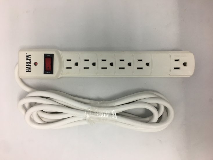 Harlyn Power Strip Surge Protector - 6 Outlets - 10 ft cord - 15A - 125V - 1875W - 600 Joules - Click Image to Close