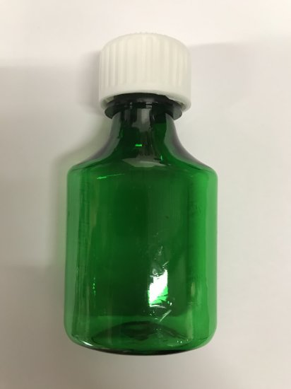 Pharmacy Oval Bottle GREEN 01 oz with CR Caps Included [QTY. 100] - Click Image to Close