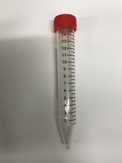 Centrifuge Tubes Conical-Bottom Flat, PP, 15 mL, Non-Sterile, Cap Color: Red (QTY. 500 per Case) - Click Image to Close