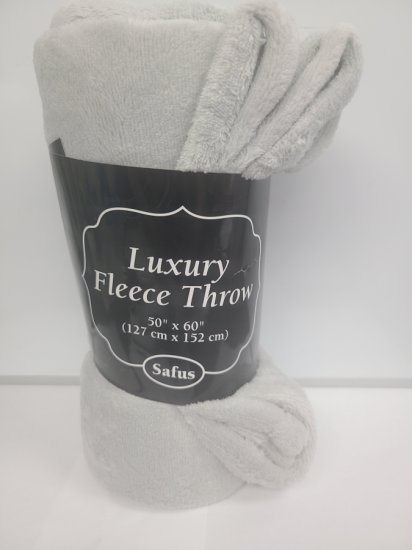 Gray Luxury Fleece Throw (50" x 60") - Click Image to Close