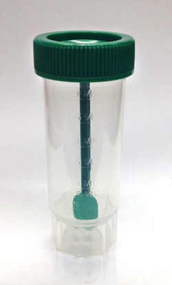 Centrifuge Tubes Flat Bottom with Spoon, 30mL, Sterile, Green Plug Cap, PP (QTY. 50 per Case) - Click Image to Close