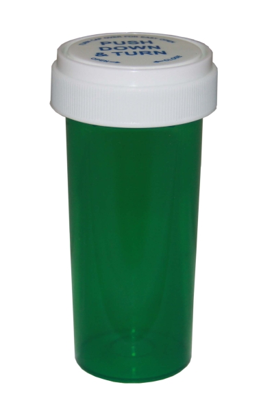 Plastic Prescription Green Rx Vials/bottles 25 Pack W/caps 8 Dram Size 