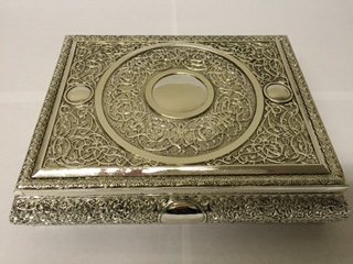 Antique Rectangle Silver Box with Lid - Click Image to Close
