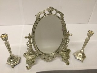 Fancy Vanity Mirror with 2 Single CandleSticks - Click Image to Close