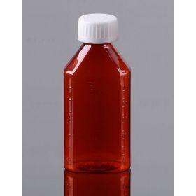 Pharmacy Oval Bottle AMBER 03 oz with CR Caps Included [QTY. 100]
