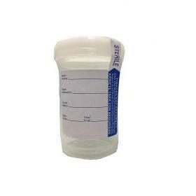 Specimen Containers, 120mL, with Temper Evident Label, Sterile, Cap Color: White (QTY. 80 per Case)