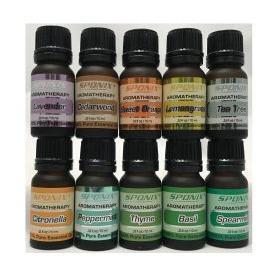 Top Essential Oil Gift Set - Best 10 Aromatherapy Oils - Lvndr,Lmngrss,Ppprmnt,Ornge,TeaTree,Cdrwd,Thyme,Bsl,Ctrnlla,Spearmnt