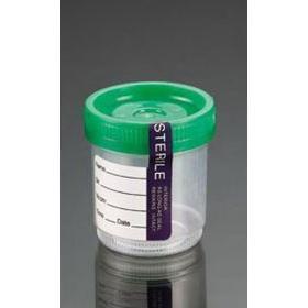 Specimen Containers Leak Resistant, 90mL, with Temper Evident Label, Sterile, Cap Color: Green (QTY. 150 per Case)