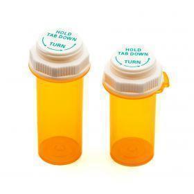 Pharmacy Vials with Touch-Down Cap, AMBER 13 Dram Dual Purpose, Caps Included [Qty. 215]