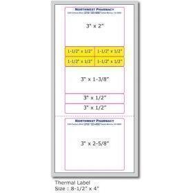 Pharmacy Label Thermal, Size: 3 7/8" x 8 1/4" (each case contains 5,500 labels) Stock